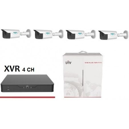 Kit AHD - 1 XVR 5 MPx Uniview 4 Canali + 4 Camere 2MPx