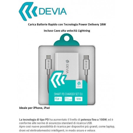 Set Carica e Cavo Lightning Rapidi con sistema PD 18W